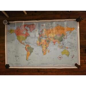 Vtg Large World Map - Rand McNally signature Series - 50” x 32” - laminated